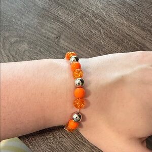 Orange Beaded Stretch Bracelet